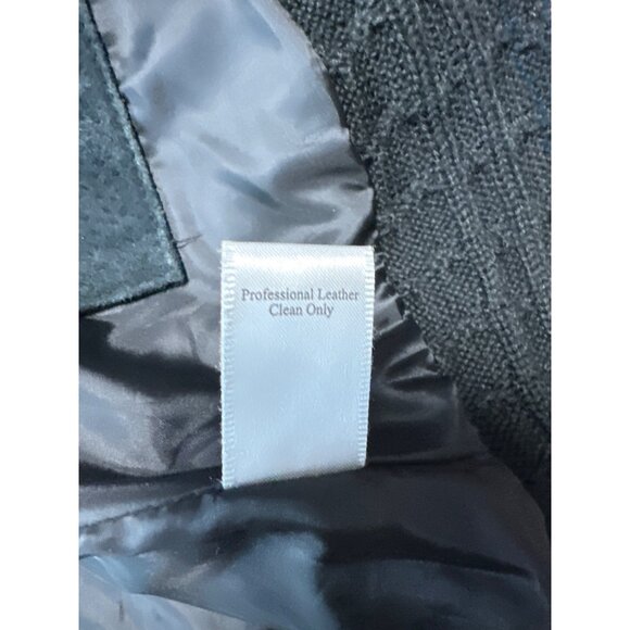 Coldwater Creek Genuine Suede Leather Black Cable Knit Jacket Women's Size M - Picture 8 of 10